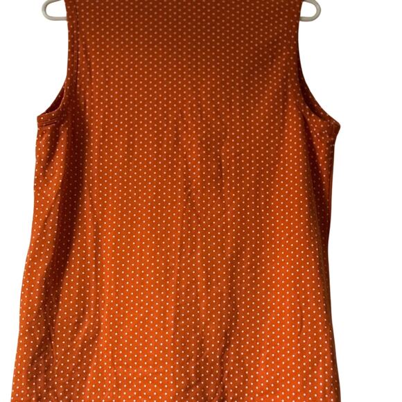 Lands End Women's Button Sleeveless Polka Dot Orange and white Blouse Sz  M - Picture 8 of 8